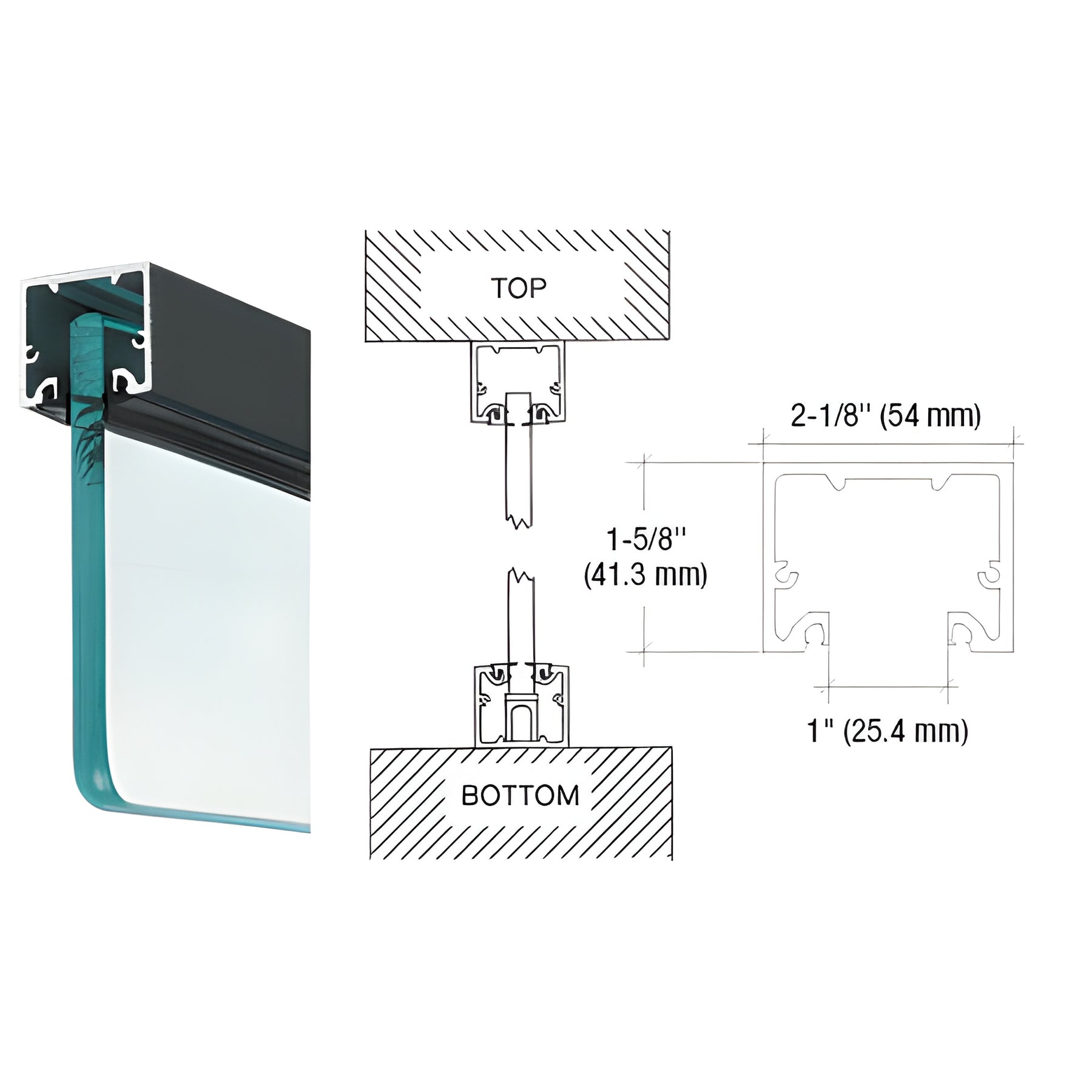 CRL Black Powder Coat Wide U-Channel with Top Load Roll-In Glazing Gasket for 3/4" Glass - Custom Length