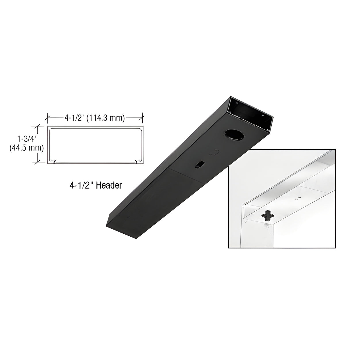 CRL Black Powder Coated 4-1/2" x 36" Single Door Header