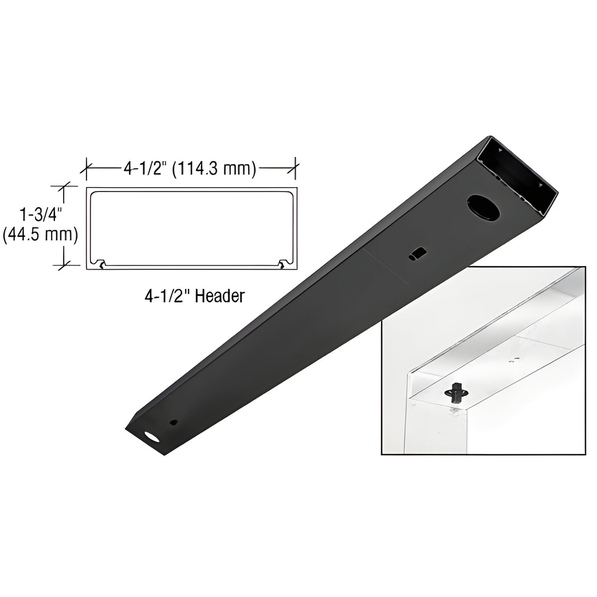 CRL Black Powder Coated 4-1/2" x 72" Double Door Header