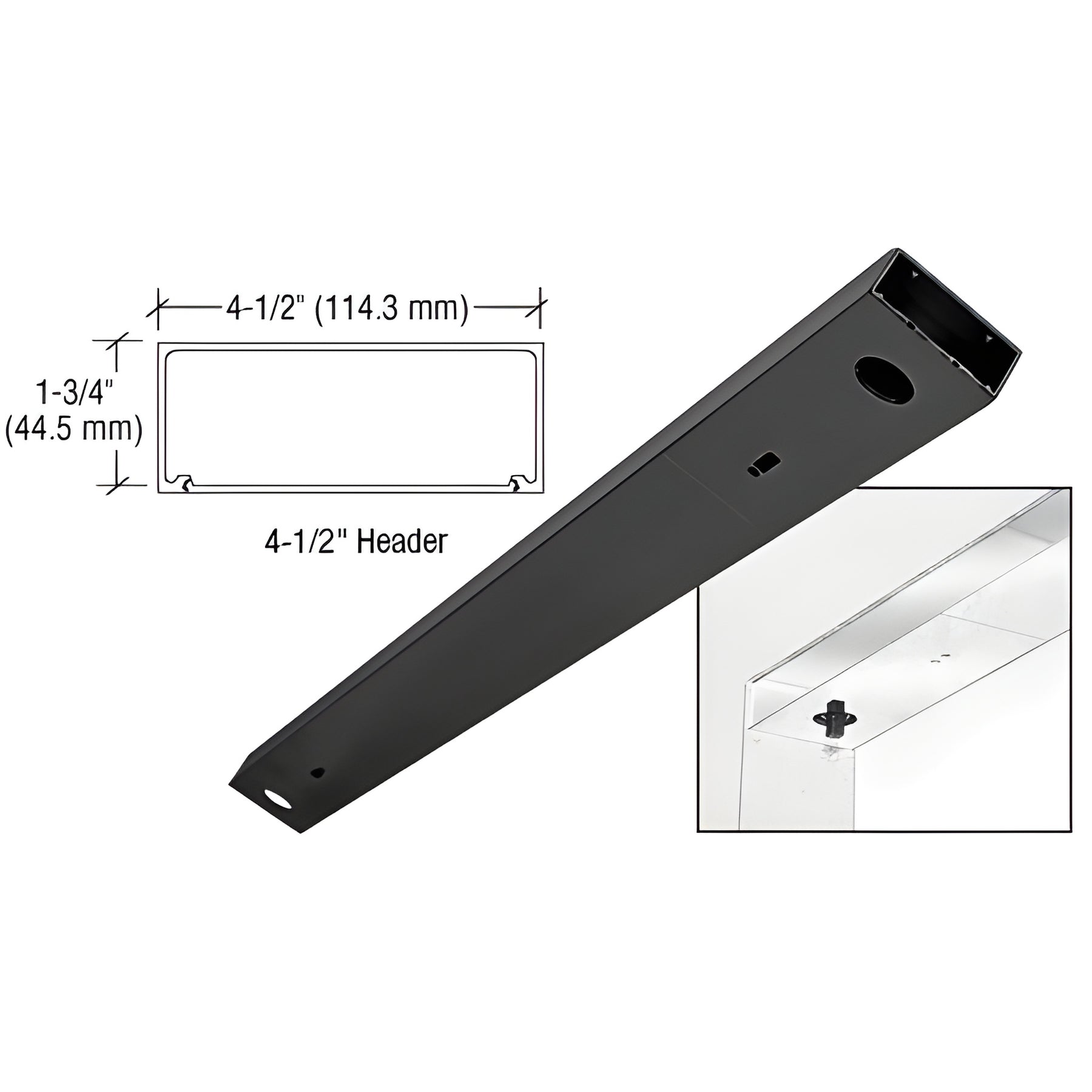 CRL Black Powder Coated 4-1/2" x 72" Double Door Header