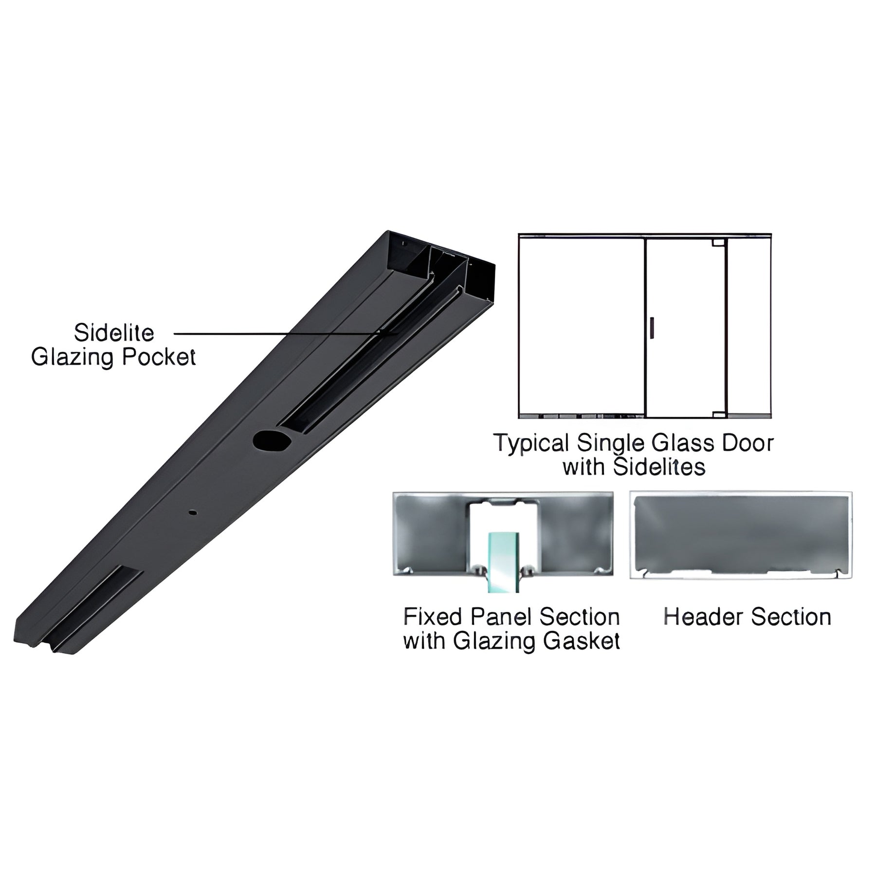 CRL Black Powder Coated 4" Two Pocket Sided Door Header Custom Length