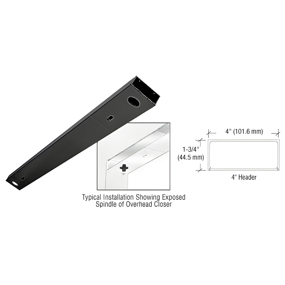 CRL Black Powder Coated 4" x 72" Double Door Header