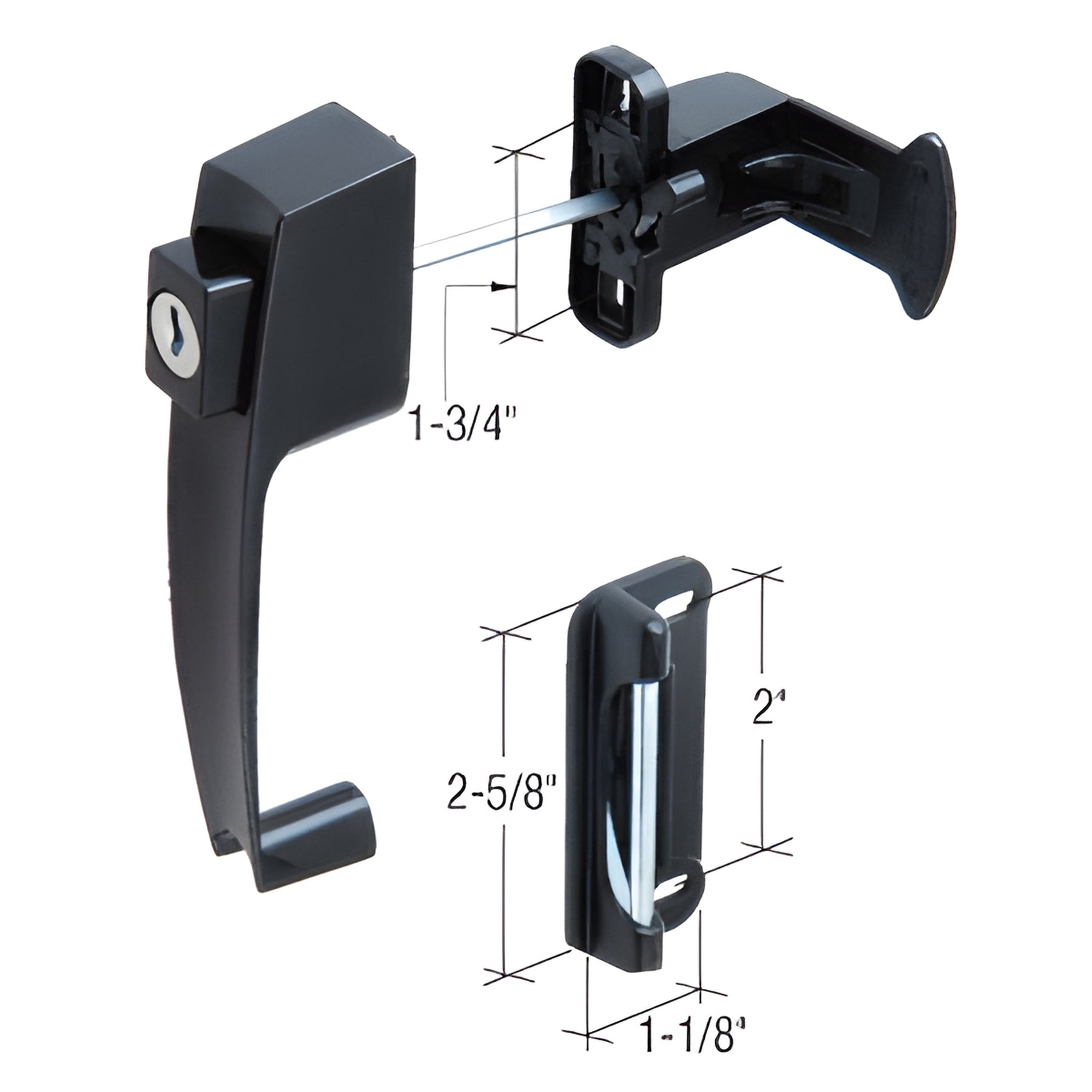 CRL Black Screen and Storm Door Push Button Lock 1-3/4" Screw Holes
