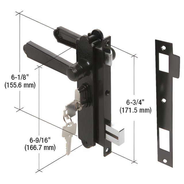 CRL Black Screen and Storm Security Door Mortise Lock for Academy Doors