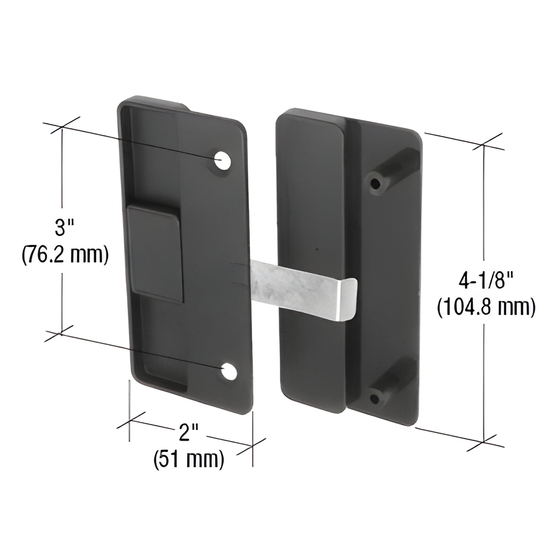 CRL Black Sliding Screen Door Latch and Pull with 3" Screw Holes for Columbia-Matic Doors