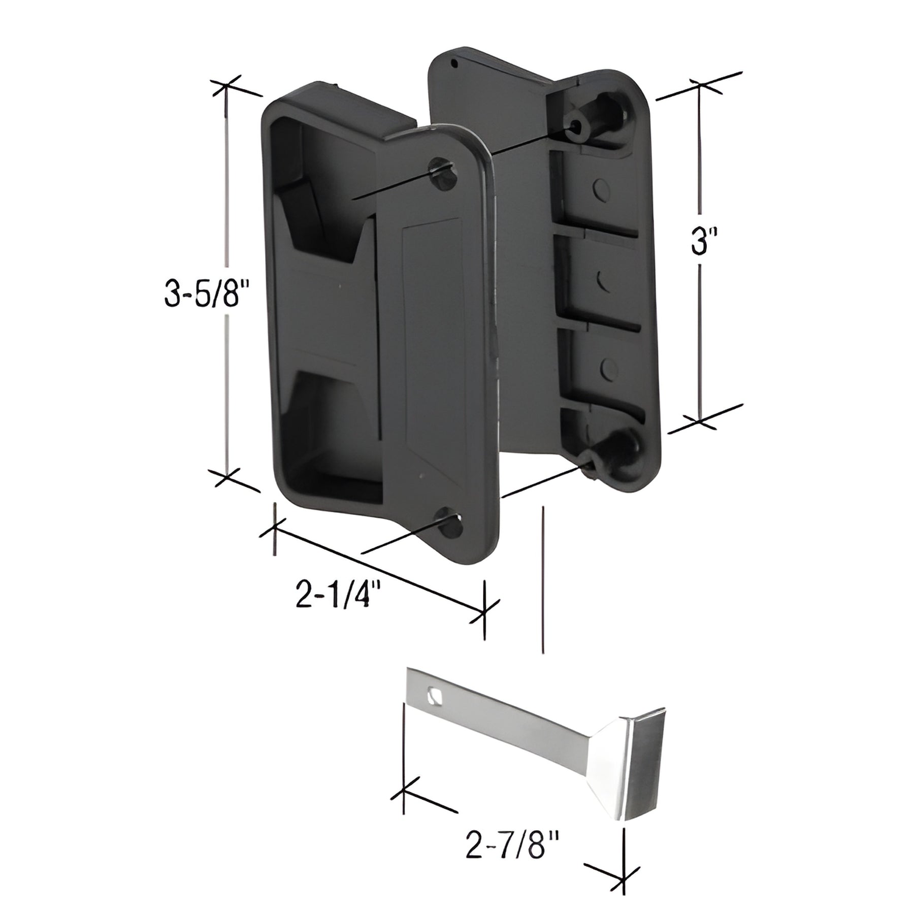 CRL Black Sliding Screen Door Latch and Pull with 3" Screw Holes for Superior Aluminum Doors