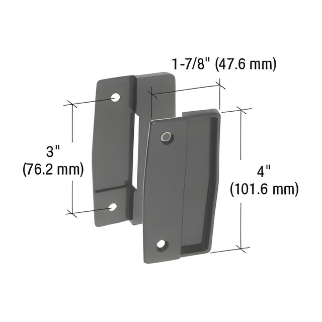 CRL Black Sliding Screen Door Plastic Pull Set with 3" Screw Holes