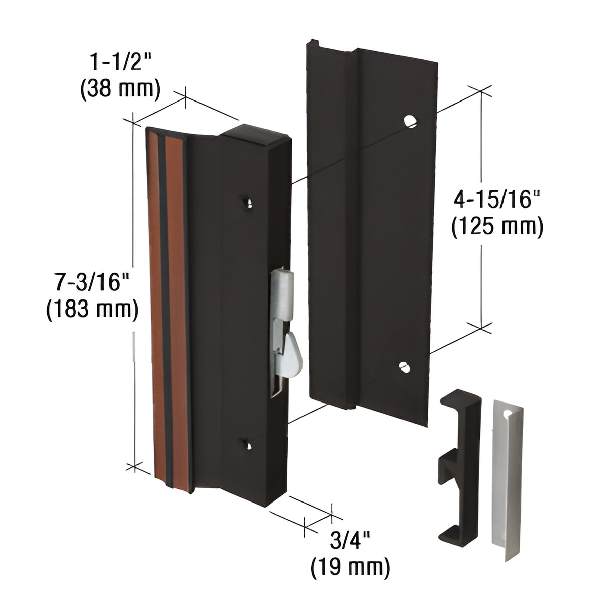 CRL Black Standard Profile Hook-Style Surface Mount Handle 4-15/16" Screw Holes
