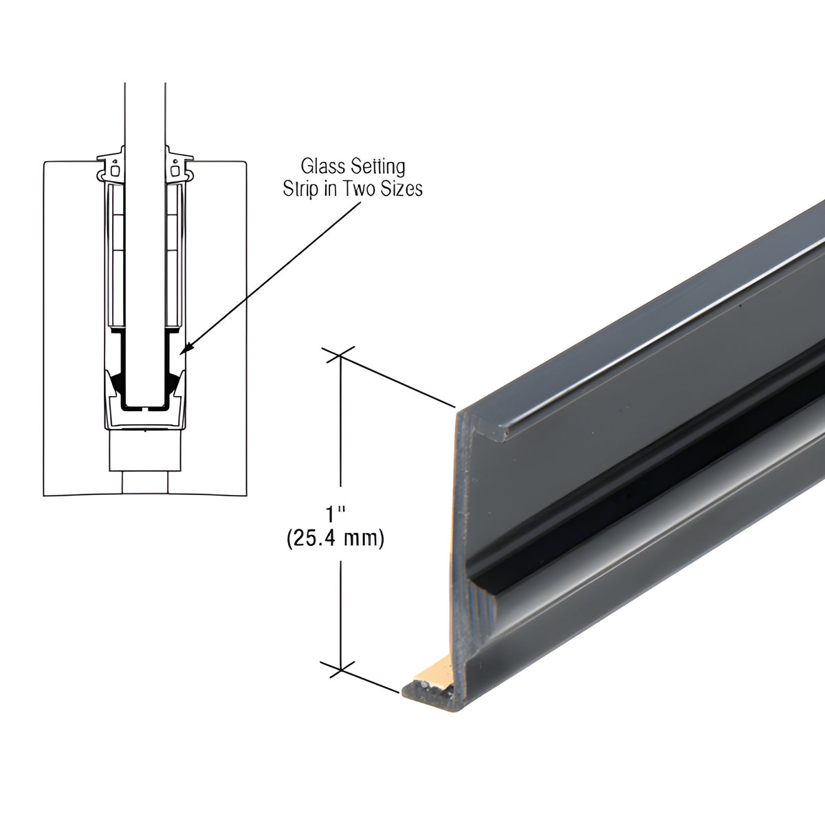 CRL Black TAPER-LOC® XA Glass Setting Strip for Monolithic Glass