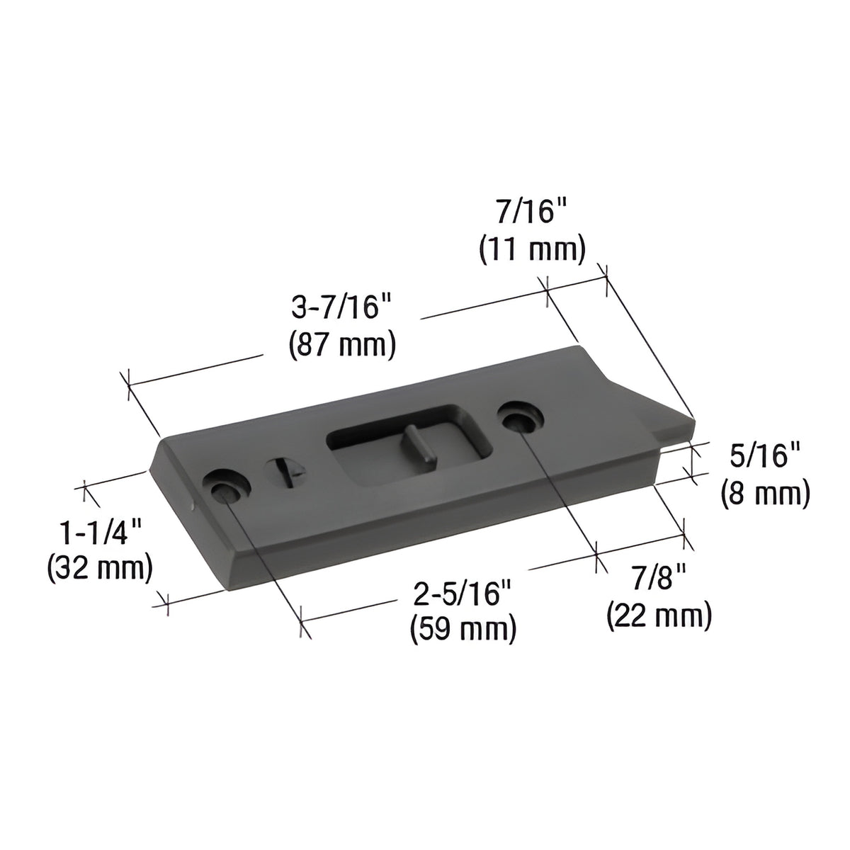 CRL Black Tilt Window Lock with 2-5/16" Screw Holes