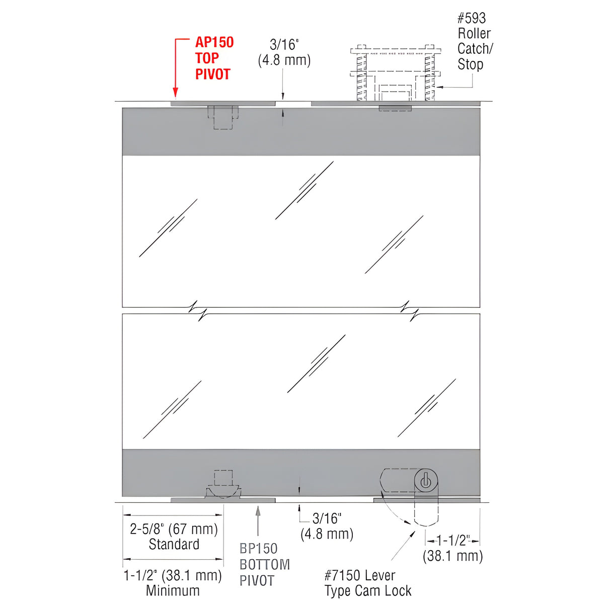 CRL-Blumcraft® AP150 Top Pivot Used with the 1301 Series Display Doors