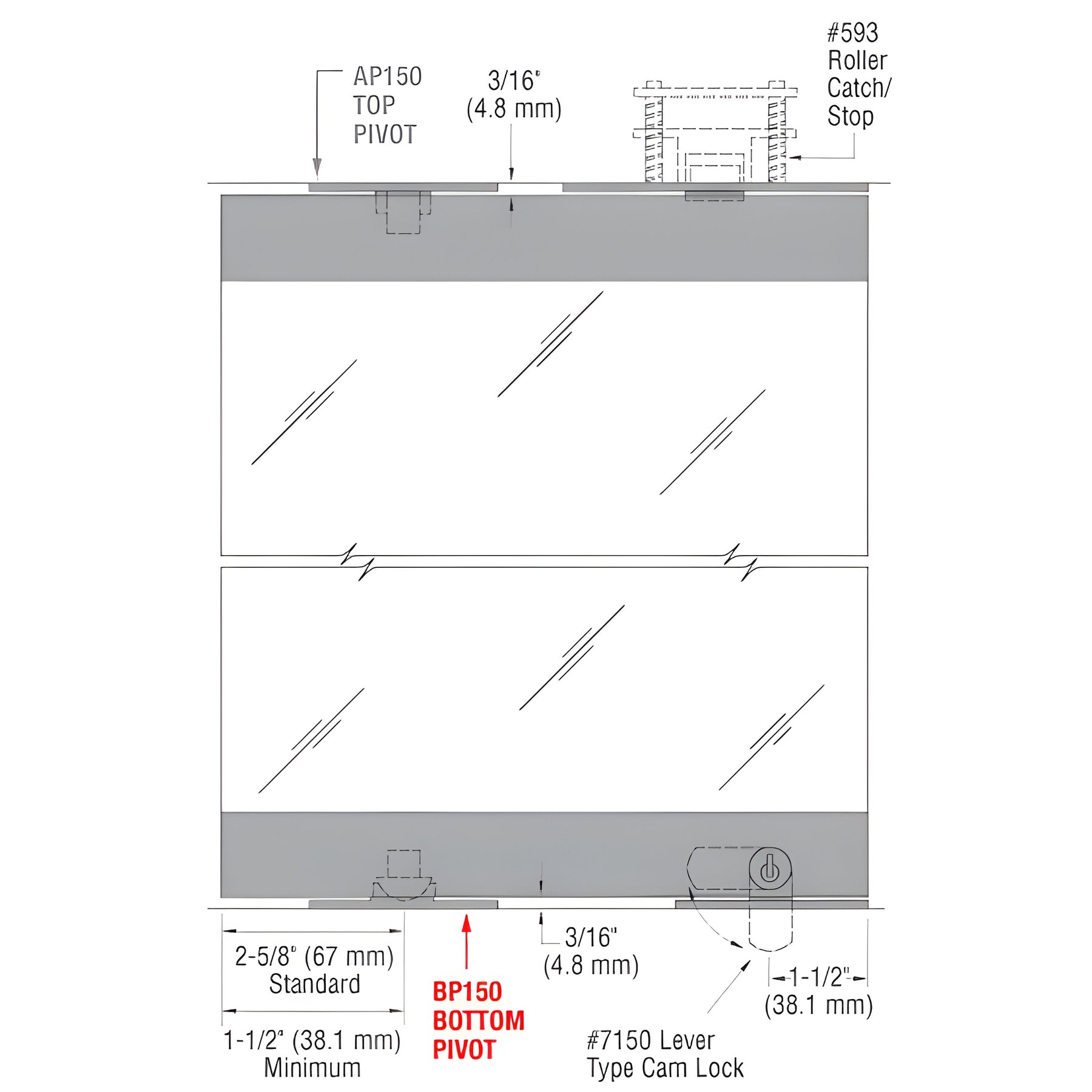 CRL-Blumcraft® BP150 Bottom Pivot Used with the 1301 Series Display Doors