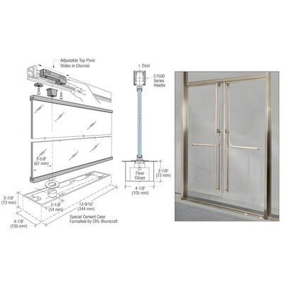 CRL-Blumcraft® Brushed Stainless 1301 Entry Door 1/2" Glass w/Overhead Closer - No Lock
