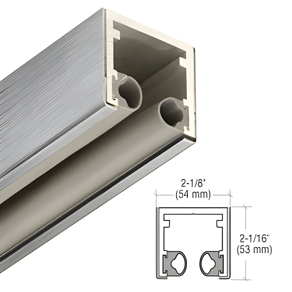 CRL-Blumcraft® Brushed Stainless 2" Double Head Channel for 3/4" Glass - 120"