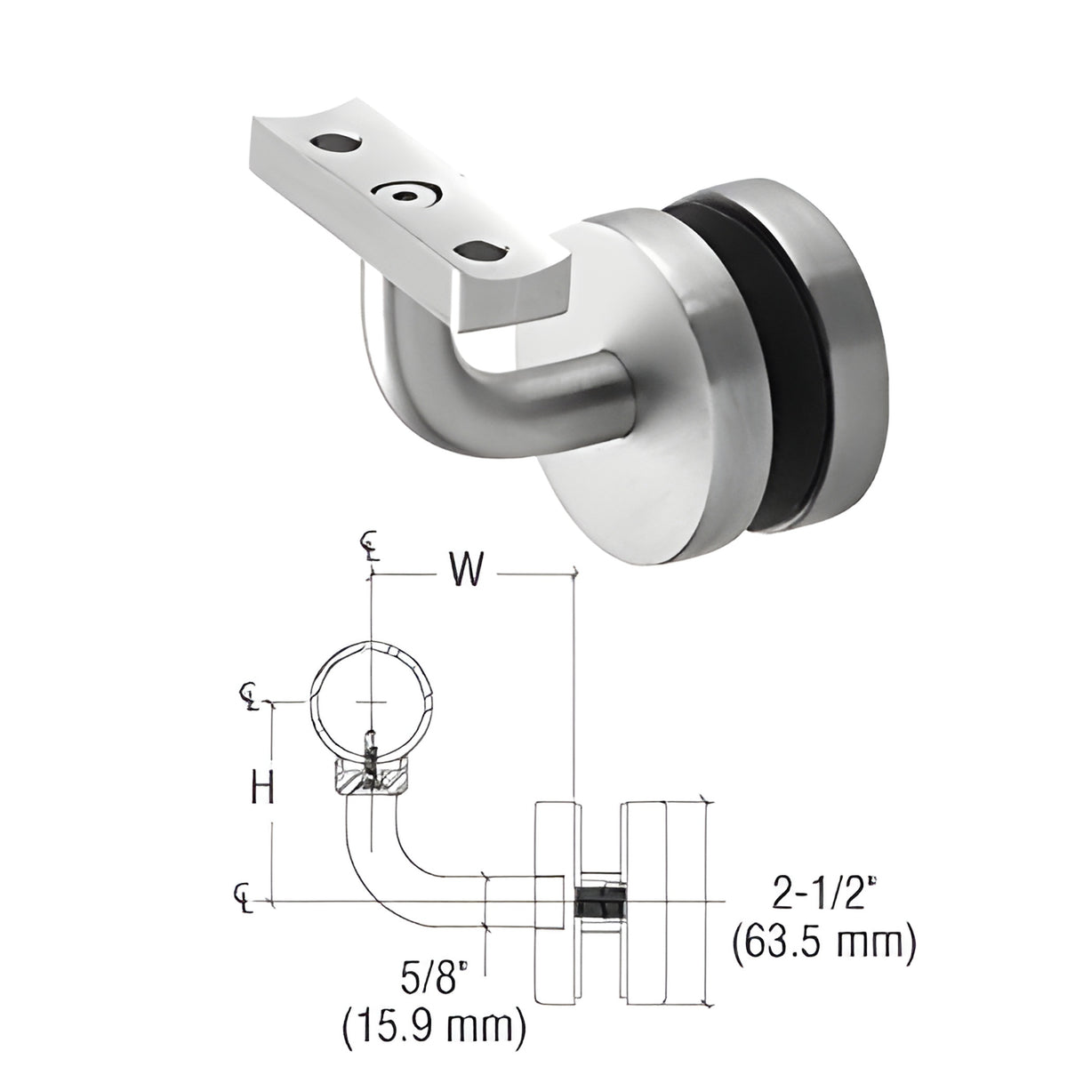CRL-Blumcraft® Brushed Stainless Imperial Series Glass Mounted Hand Rail Bracket
