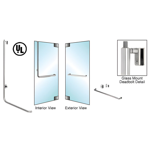 CRL-Blumcraft® Brushed Stainless Left Hand Glass Mount Cylinder Outside, Thumbturn Inside "A" Exterior Top Securing Deadbolt Handle