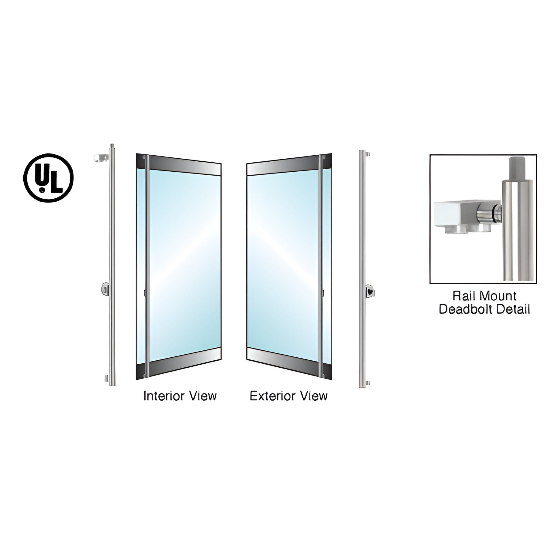 CRL-Blumcraft® Brushed Stainless Left Hand Rail Mount Cylinder/Thumbturn 'F' Top Secured Deadbolt Exterior Handle for 5/8" Glass