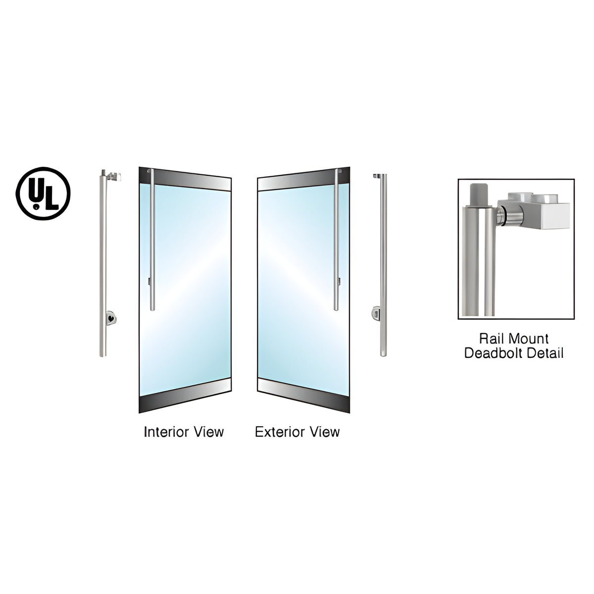 CRL-Blumcraft® Brushed Stainless Left Hand Rail Mount Cylinder/Thumbturn "JS" Exterior Top Securing Deadbolt Handle