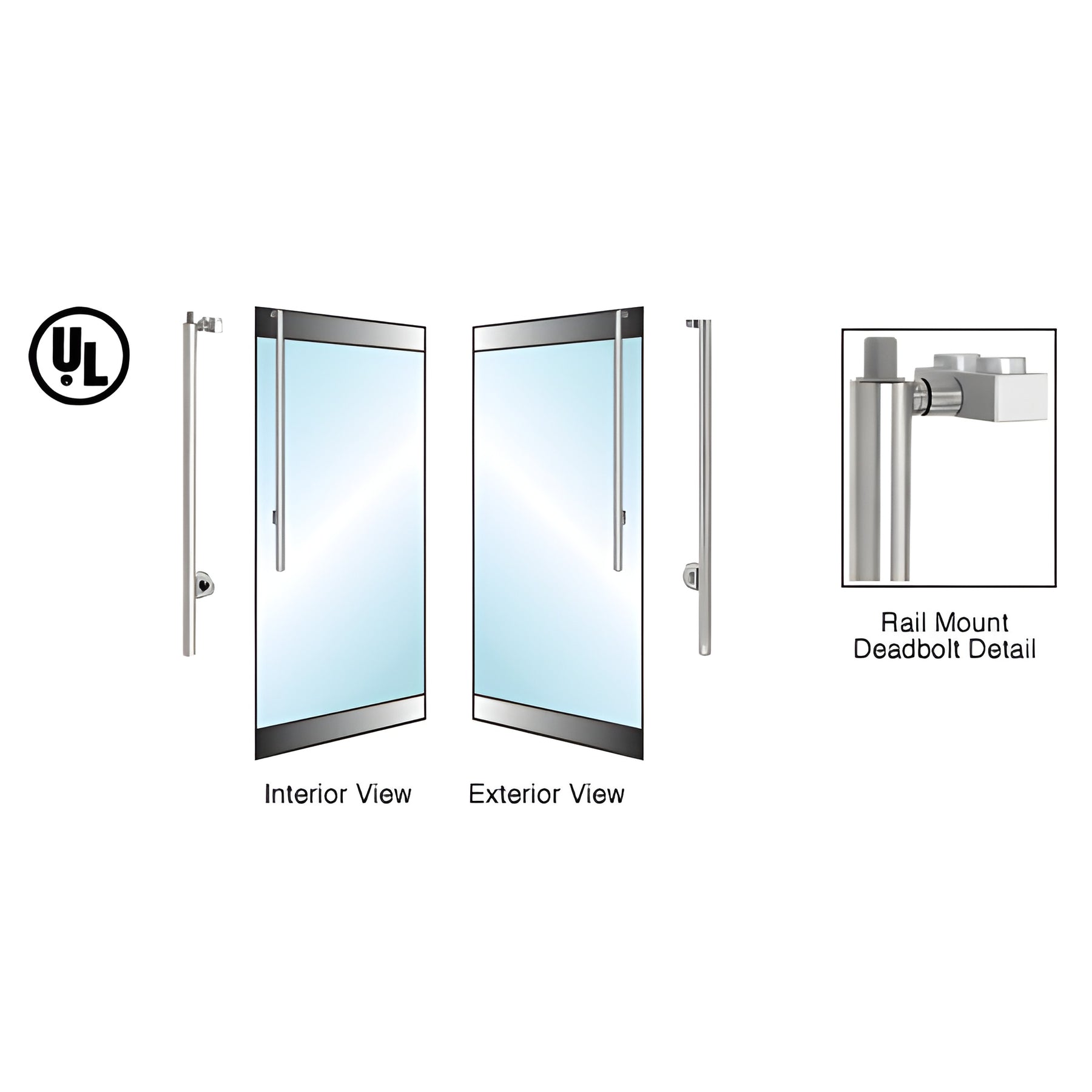 CRL-Blumcraft® Brushed Stainless Left Hand Rail Mount Cylinder/Thumbturn "JS" Exterior Top Securing Deadbolt Handle