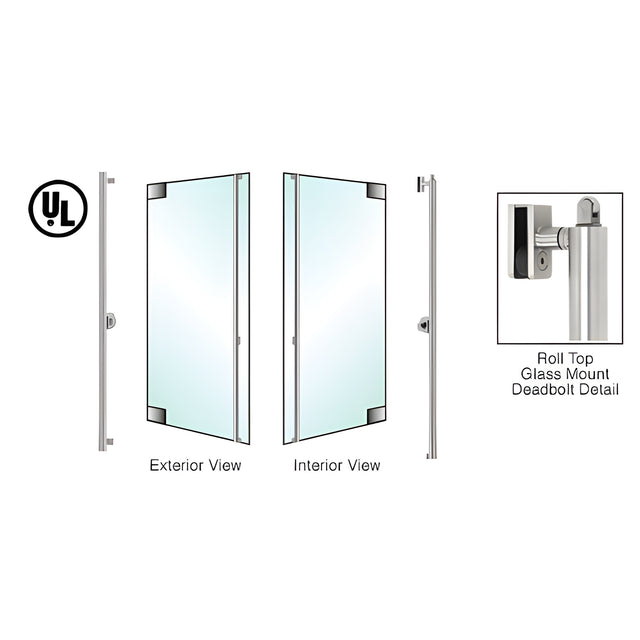 CRL-Blumcraft® Brushed Stainless Left Hand Reverse Glass Mount Cylinder/Thumbturn "F" Exterior Roll Top Deadbolt Handle