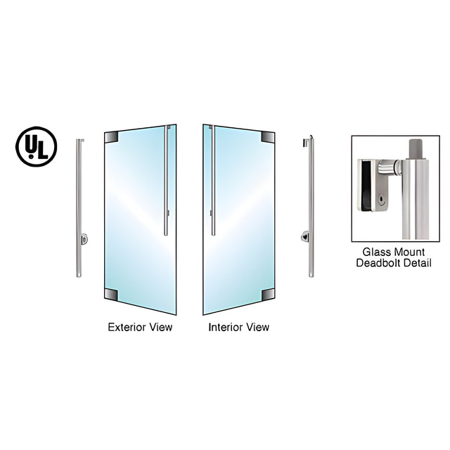 CRL-Blumcraft® Brushed Stainless Left Hand Reverse Glass Mount Cylinder/Thumbturn "JS" Exterior Top Securing Deadbolt Handle