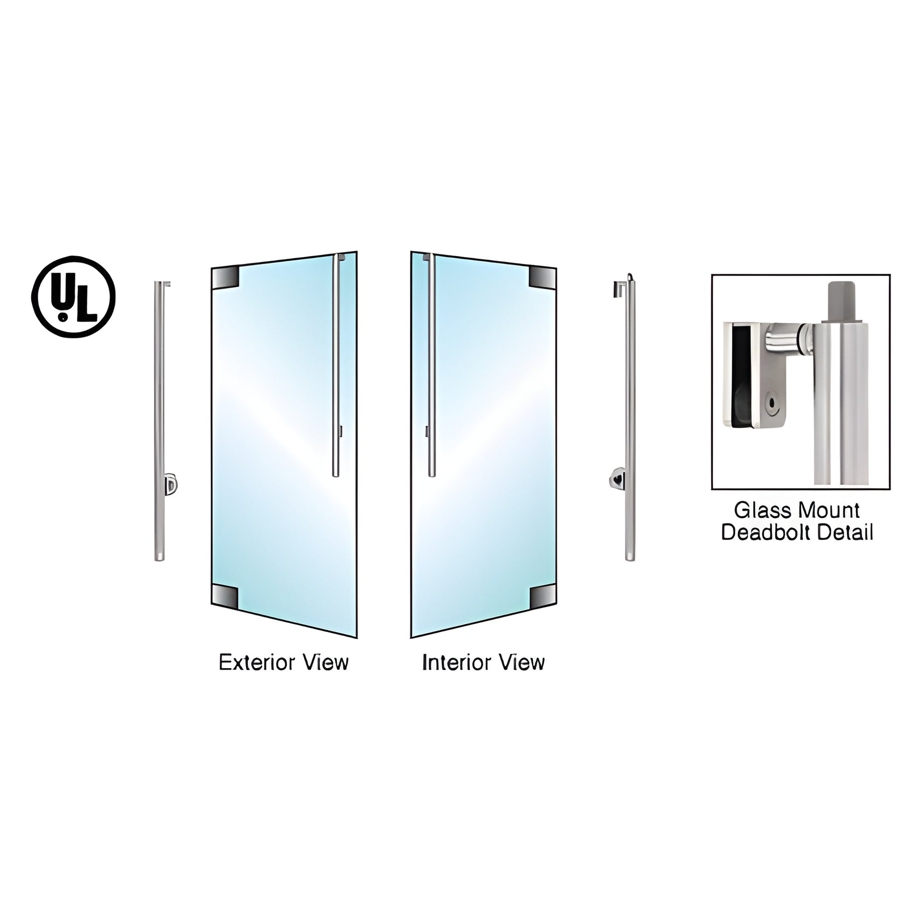 CRL-Blumcraft® Brushed Stainless Left Hand Reverse Glass Mount Cylinder/Thumbturn "JS" Exterior Top Securing Deadbolt Handle