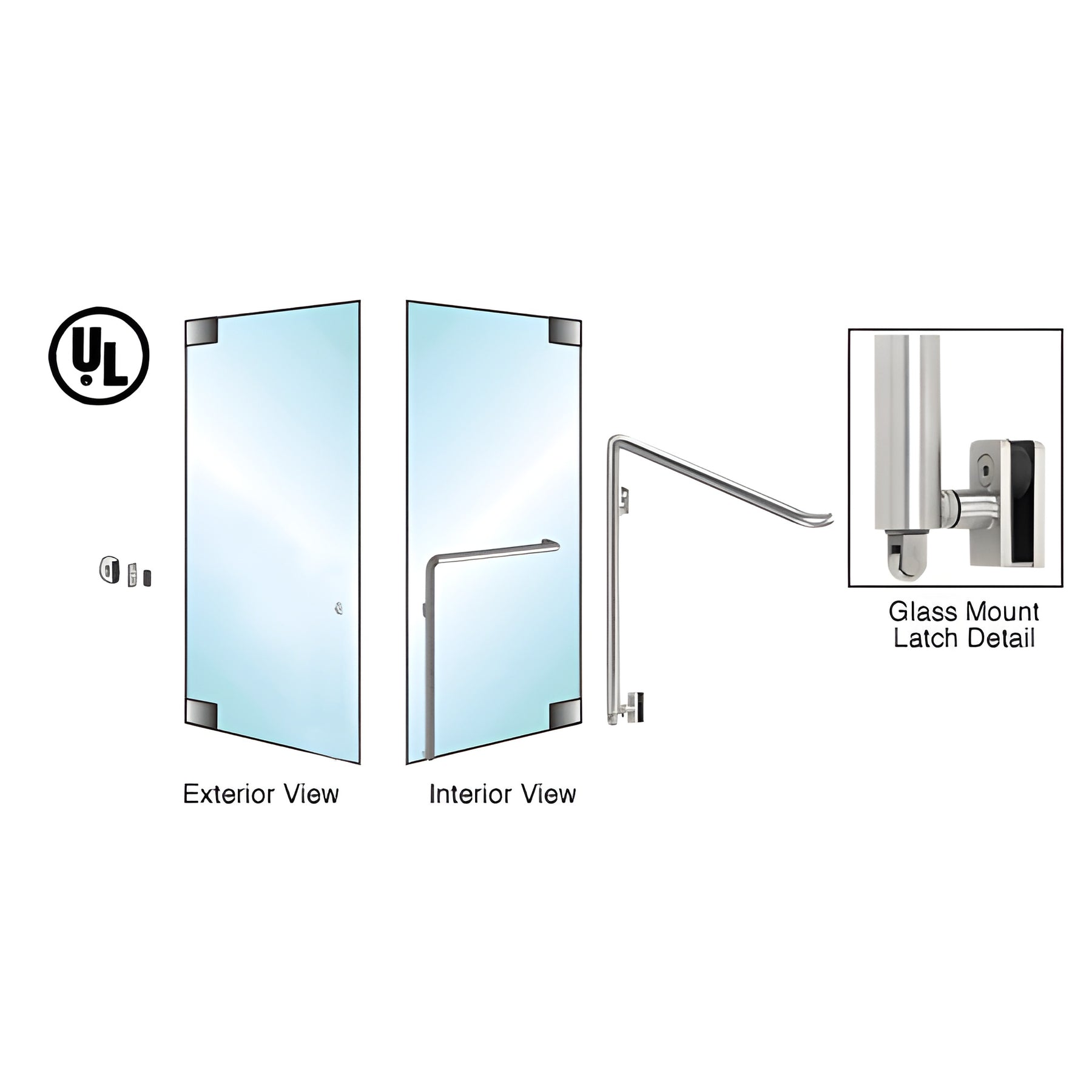 CRL-Blumcraft® Brushed Stainless Left Hand Reverse Glass Mount Keyed Access "Z" Exterior Bottom Securing Panic Handle