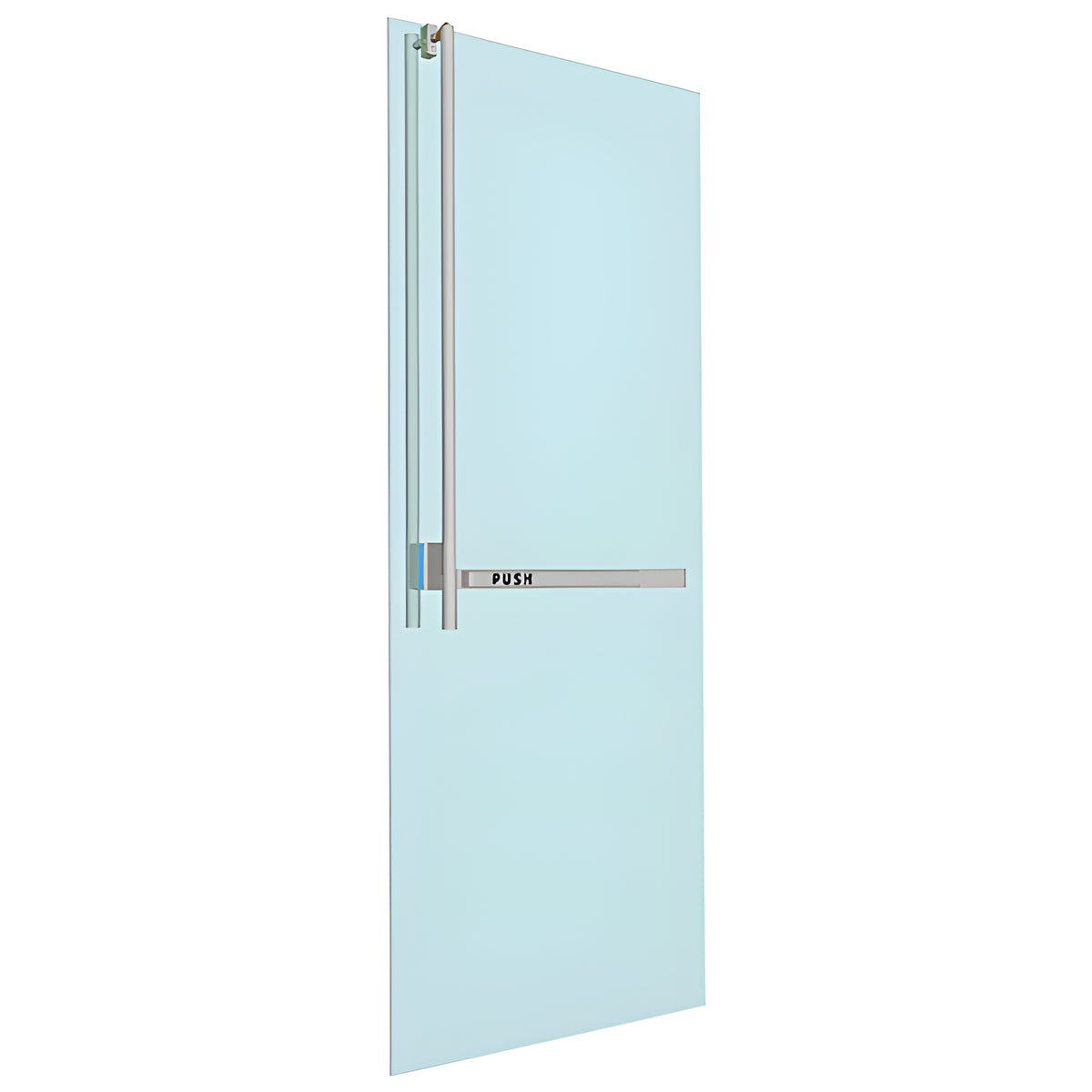CRL-Blumcraft® Brushed Stainless Left Hand Reverse Glass Mount Keyed Access "JS" Exterior, Top Securing Panic Handle