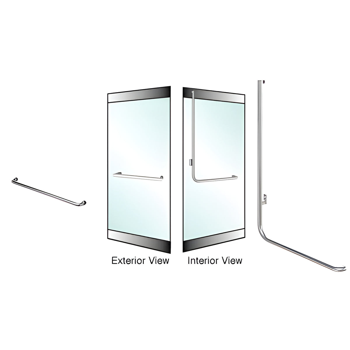 CRL-Blumcraft® Brushed Stainless Left Hand Reverse Rail Mount "A" Exterior Dummy Handle for 3/4" Glass