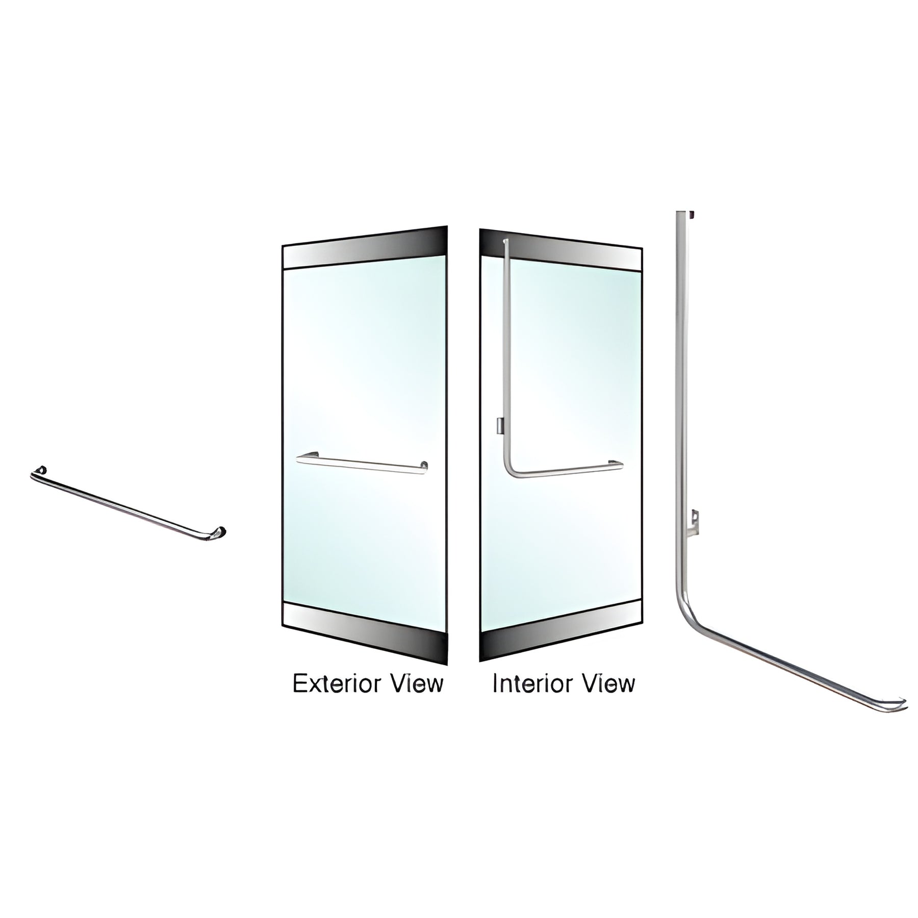 CRL-Blumcraft® Brushed Stainless Left Hand Reverse Rail Mount "A" Exterior Dummy Handle for 3/4" Glass