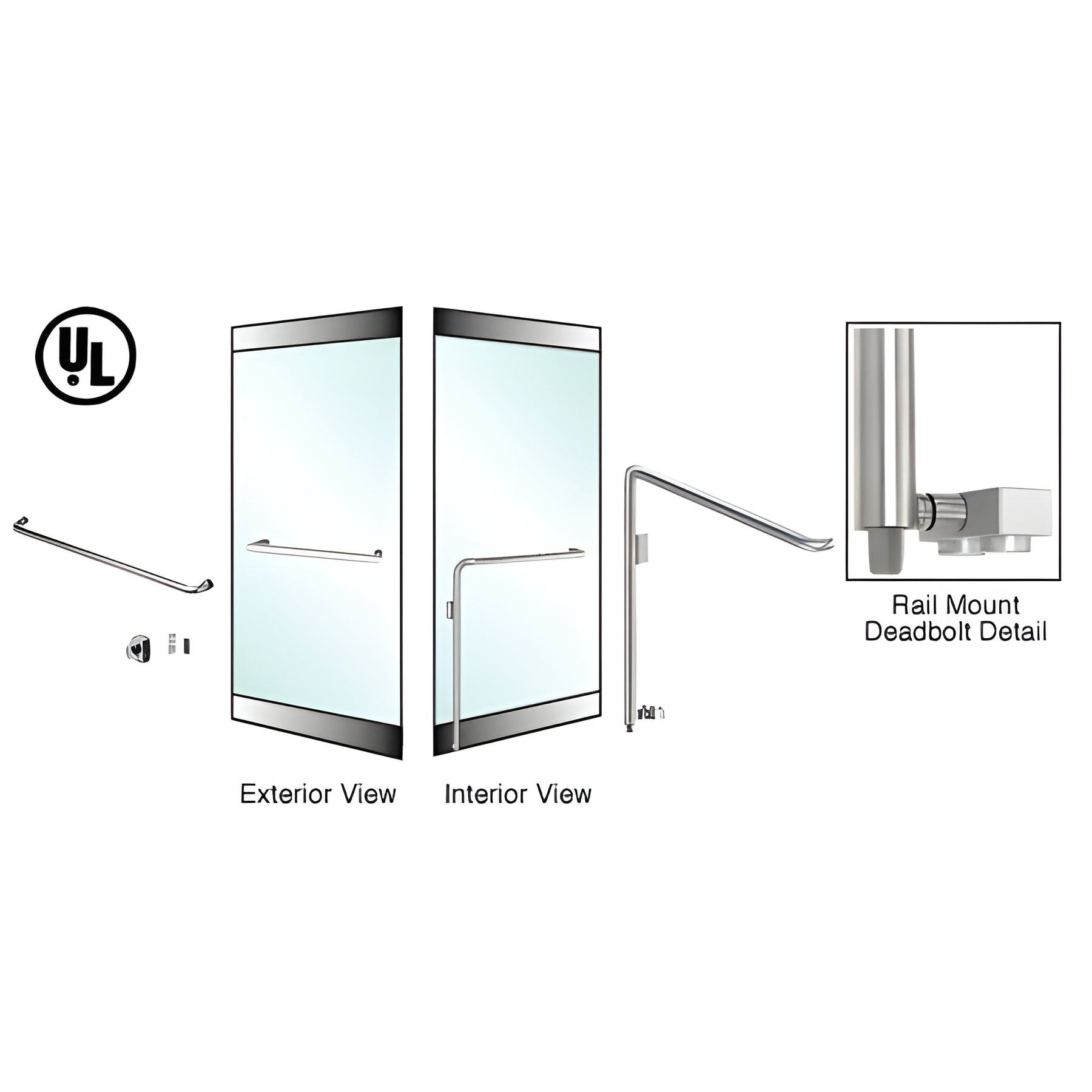 CRL-Blumcraft® Brushed Stainless Left Hand Reverse Rail Mount Cylinder/Thumbturn "A" Exterior Bottom Securing Deadbolt Handle