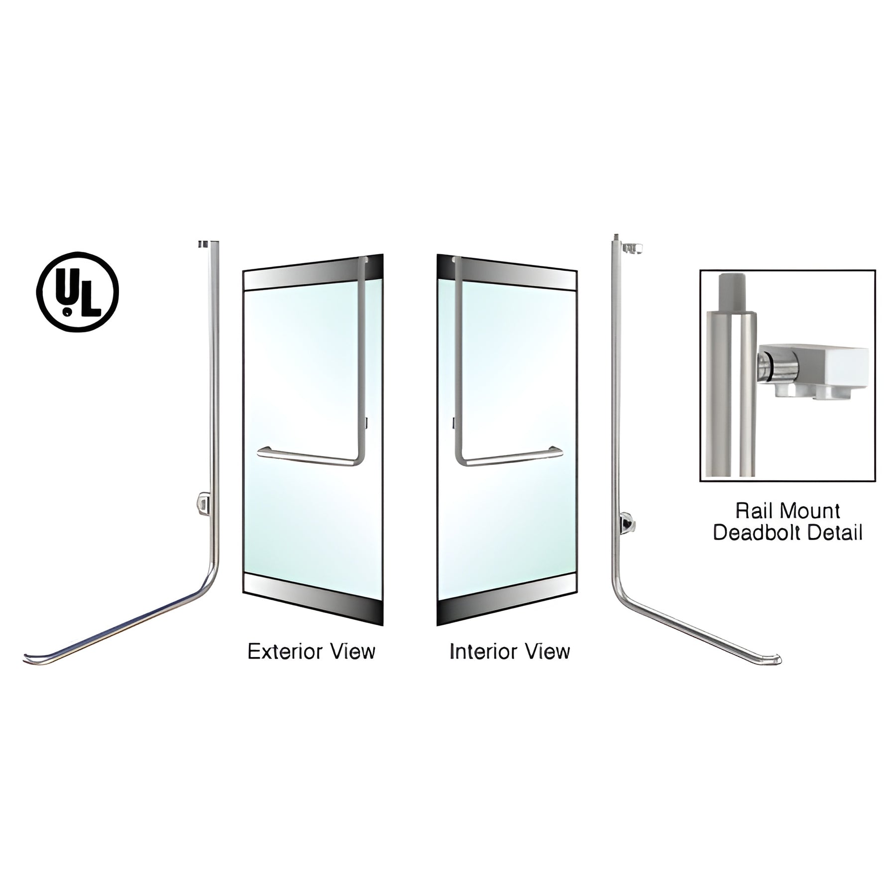 CRL-Blumcraft® Brushed Stainless Left Hand Reverse Rail Mount Cylinder/Thumbturn "D" Exterior Top Securing Deadbolt Handle