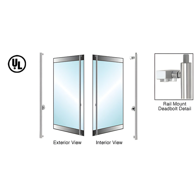 CRL-Blumcraft® Brushed Stainless Left Hand Reverse Rail Mount Cylinder/Thumbturn 'F' Top Secured Roll Top Deadbolt Exterior Handle- 3/4" Glass