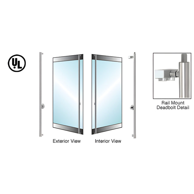 CRL-Blumcraft® Brushed Stainless Left Hand Reverse Rail Mount Cylinder/Thumbturn 'F' Top Secured Deadbolt Exterior Handle for 5/8" Glass