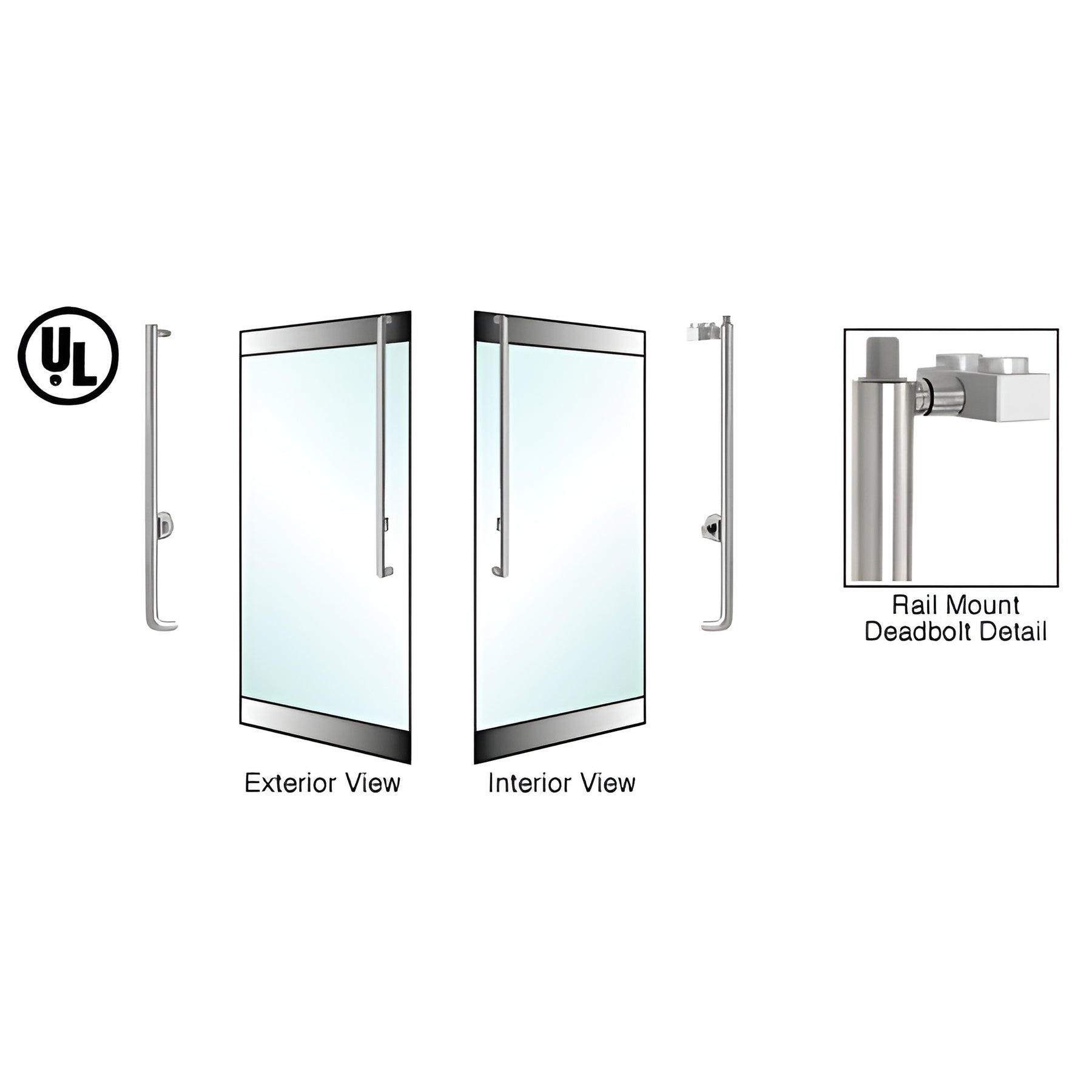 CRL-Blumcraft® Brushed Stainless Left Hand Reverse Rail Mount Cylinder/Thumbturn "J" Exterior Top Securing Deadbolt Handle