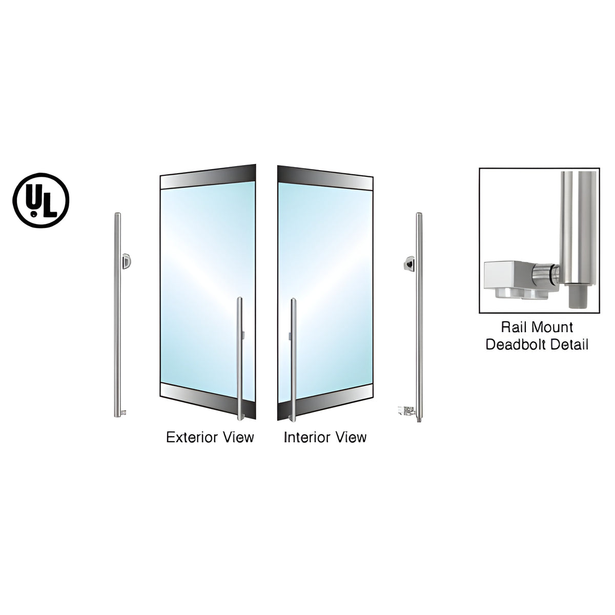 CRL-Blumcraft® Brushed Stainless Left Hand Reverse Rail Mount Cylinder/Thumbturn 'KS' Bottom Secured Exterior Deadbolt Handle