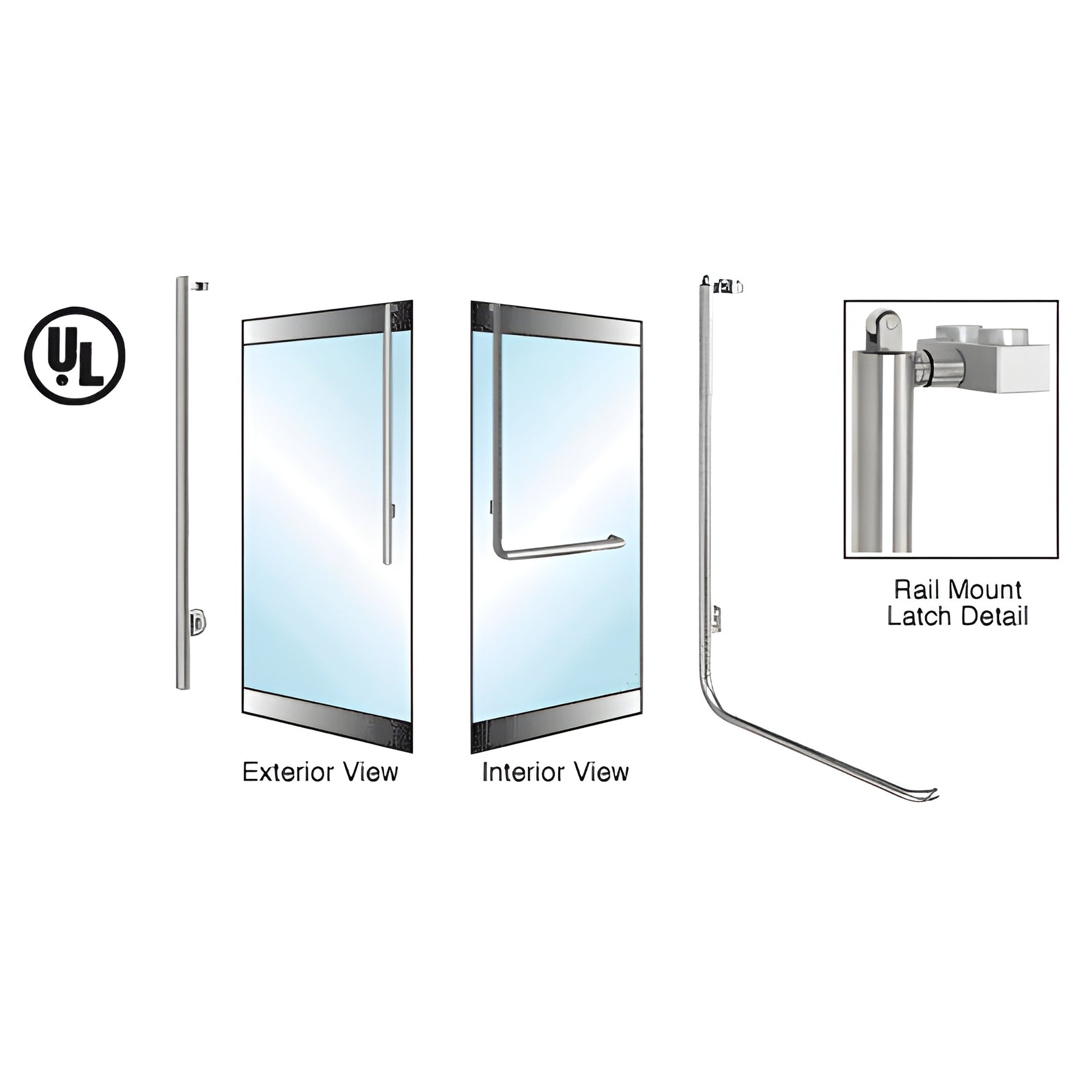 CRL-Blumcraft® Brushed Stainless Left Hand Reverse Rail Mount Keyed Access "JS" Exterior, Top Securing Panic Handle for 3/4" Glass