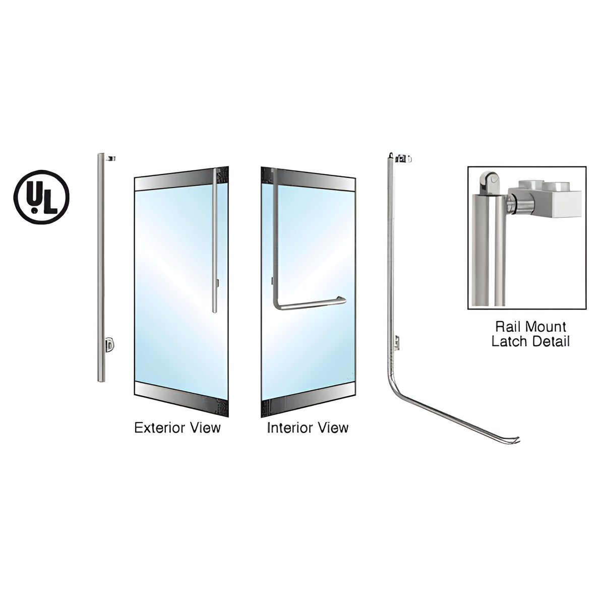 CRL-Blumcraft® Brushed Stainless Left Hand Reverse Rail Mount Keyed Access "JS" Exterior, Top Securing Panic Handle