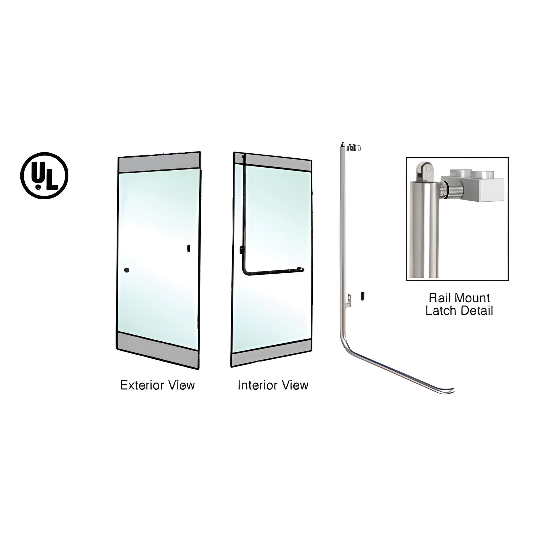 CRL-Blumcraft® Brushed Stainless Left Hand Reverse Rail Mount Retainer Plate "Z" Exterior, Top Securing Panic Handle