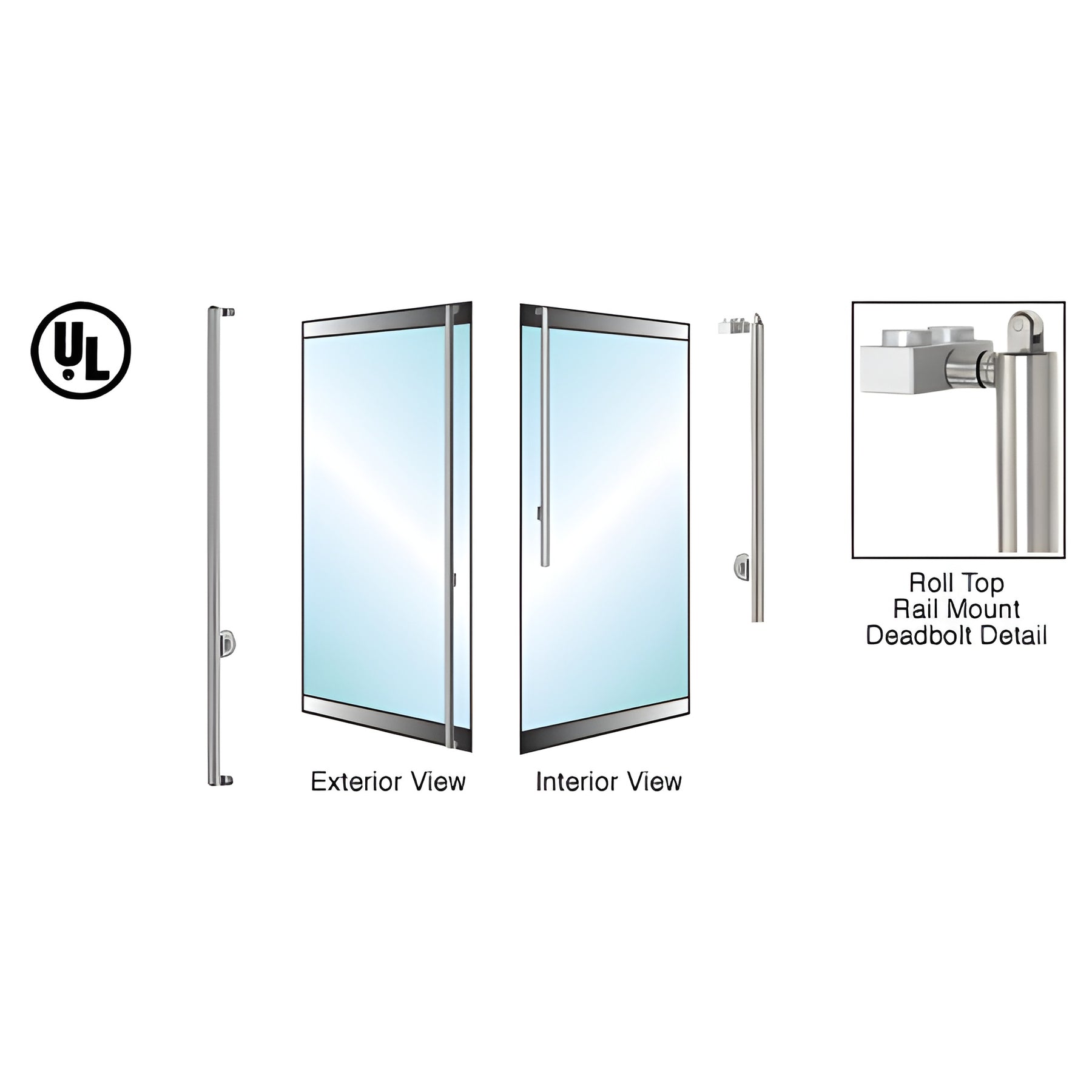 CRL-Blumcraft® Brushed Stainless Left Hand Reverse Roll Top Rail Mount Cylinder/Cylinder "F" Exterior Top Securing Deadbolt Handle