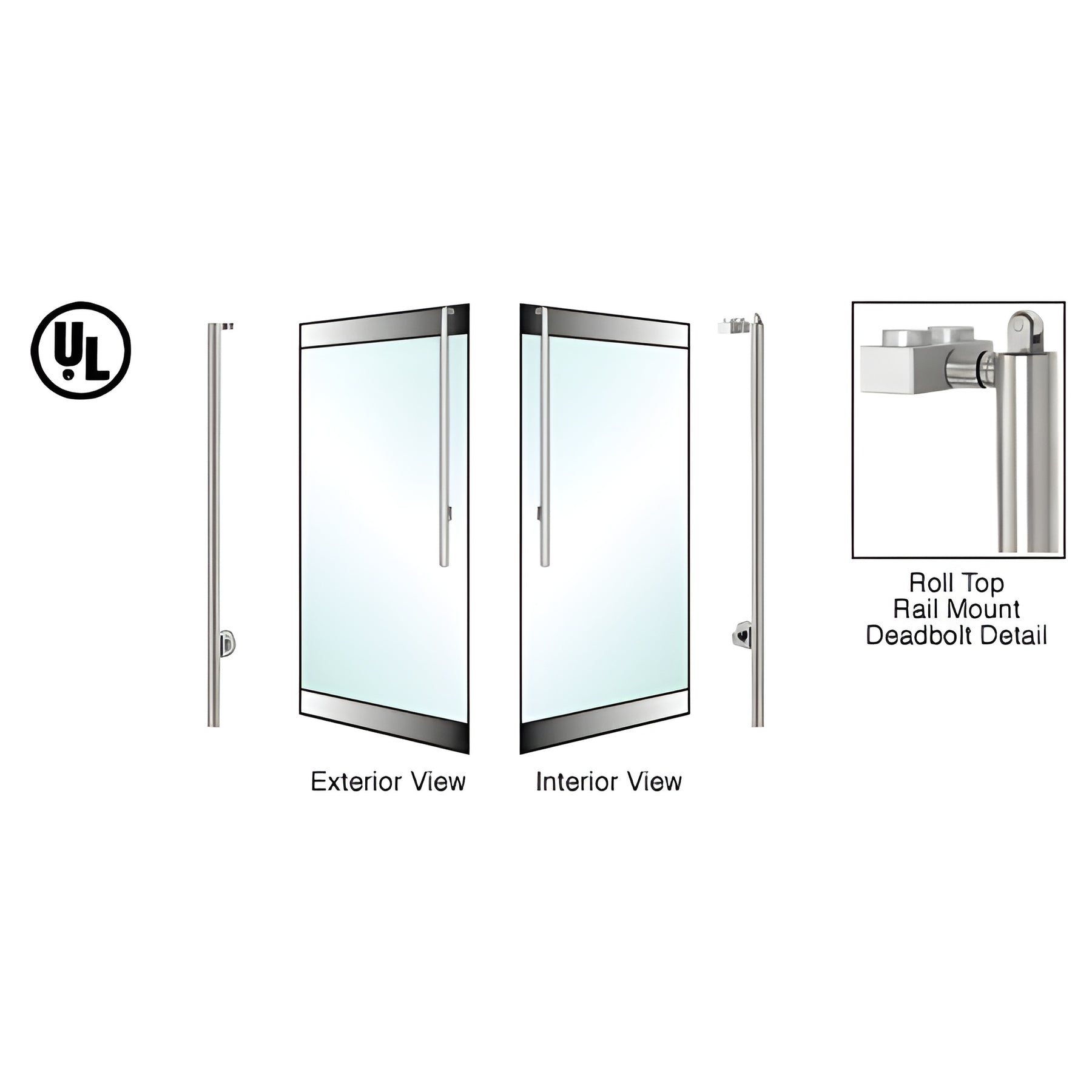 CRL-Blumcraft® Brushed Stainless Left Hand Reverse Roll Top Rail Mount Cylinder/Thumbturn "JS" Exterior Top Securing Deadbolt Handle