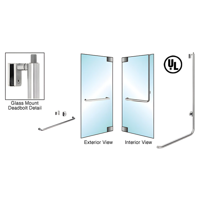 CRL-Blumcraft® Brushed Stainless Right Hand Glass Mount Cylinder Outside, Thumbturn Inside "A" Exterior Top Securing Deadbolt Handle