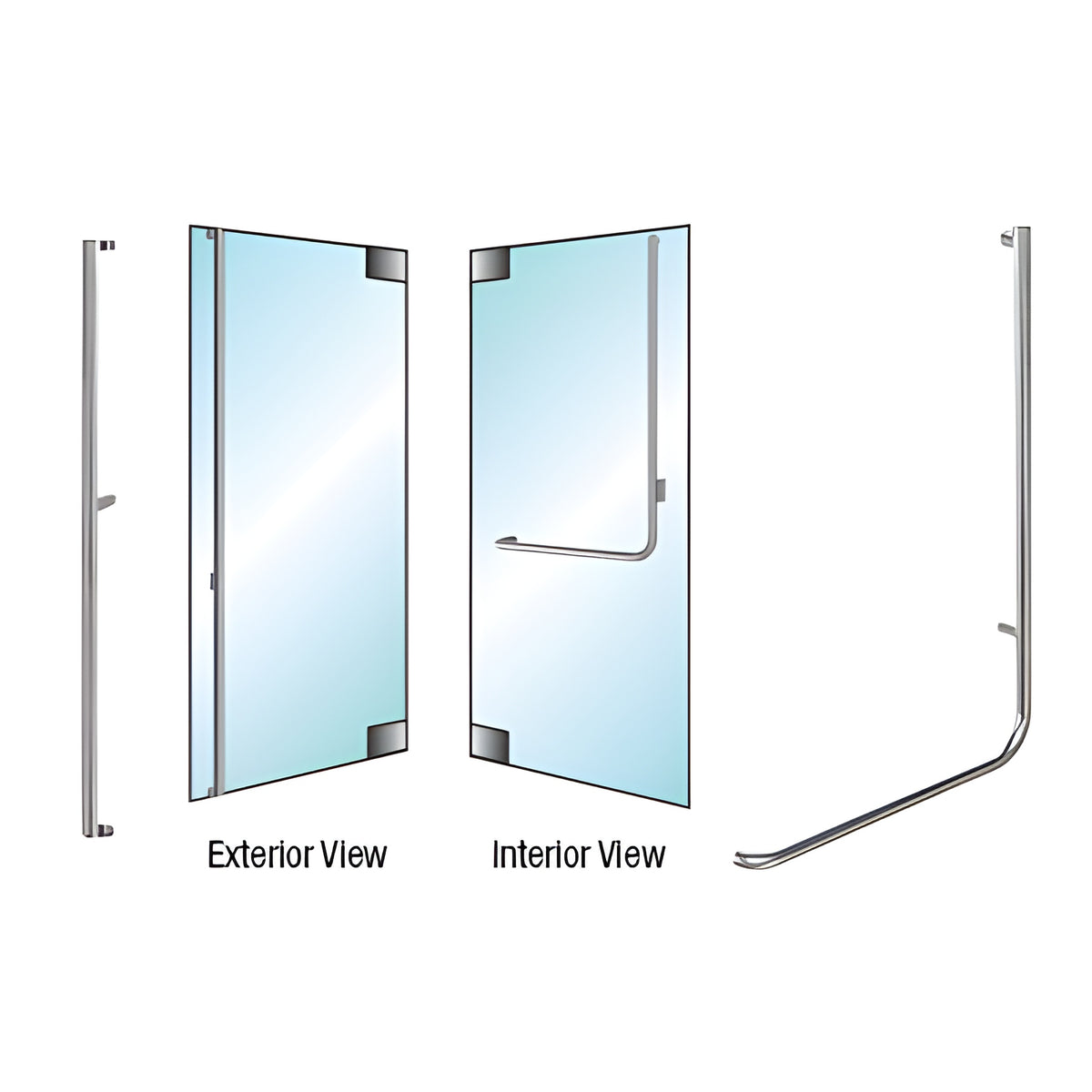 CRL-Blumcraft® Brushed Stainless Right Hand Glass Mount 'F' Exterior Dummy Handle