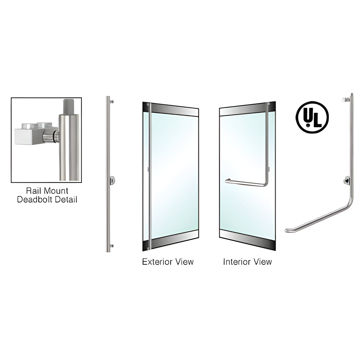 CRL-Blumcraft® Brushed Stainless Right Hand Rail Mount Cylinder/Thumbturn 'F' Deadbolt Exterior Handle for 3/4" Glass