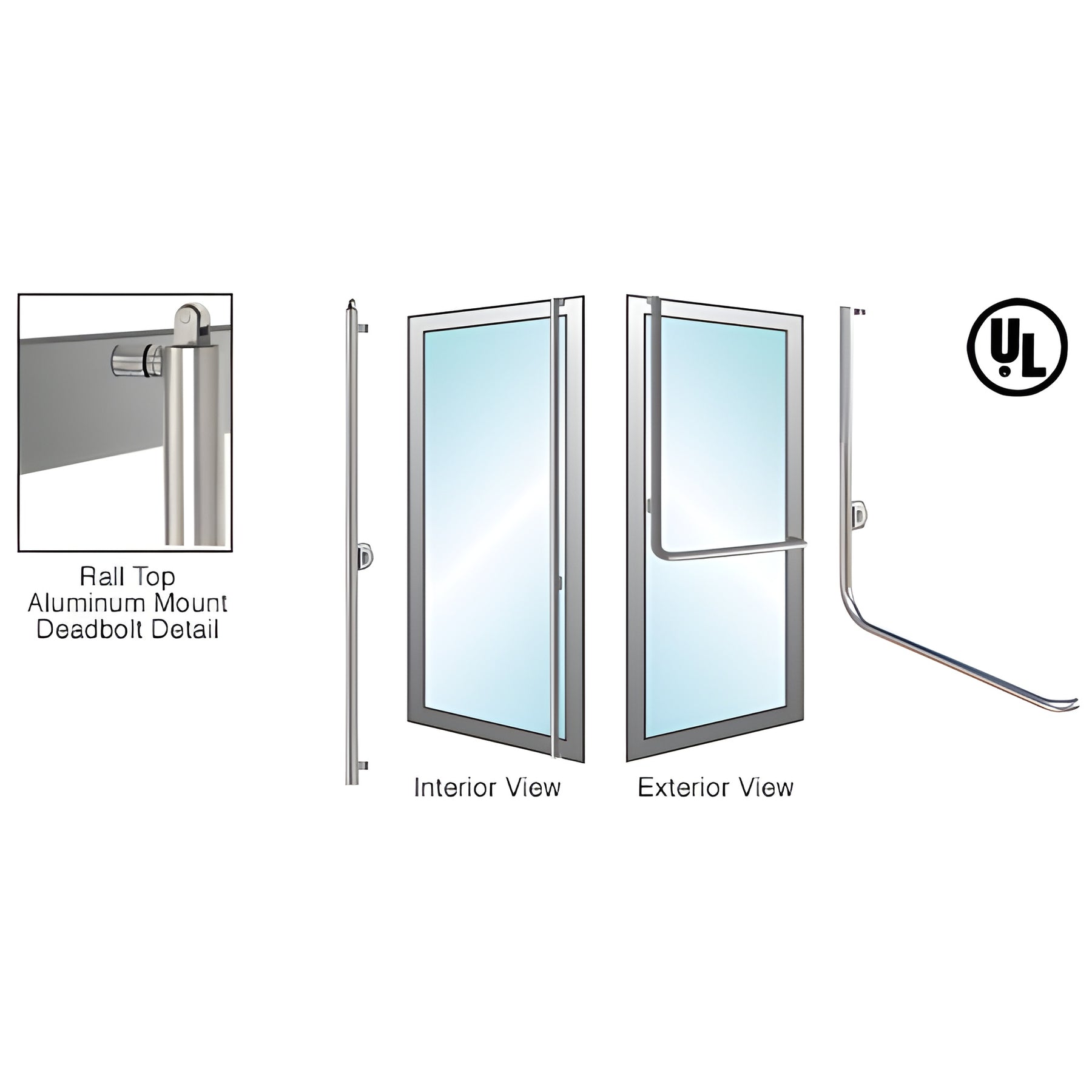 CRL-Blumcraft® Brushed Stainless Right Hand Reverse Aluminum Door Mount Keyed Access "D" Exterior Top Securing Deadbolt Handle