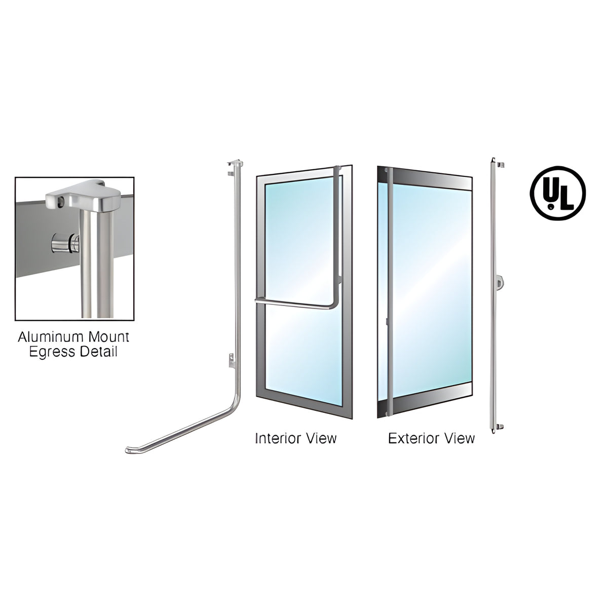 CRL-Blumcraft® Brushed Stainless Right Hand Reverse Aluminum Door Mount Keyed Access "F" Exterior Top Securing Electronic Egress Control Handle