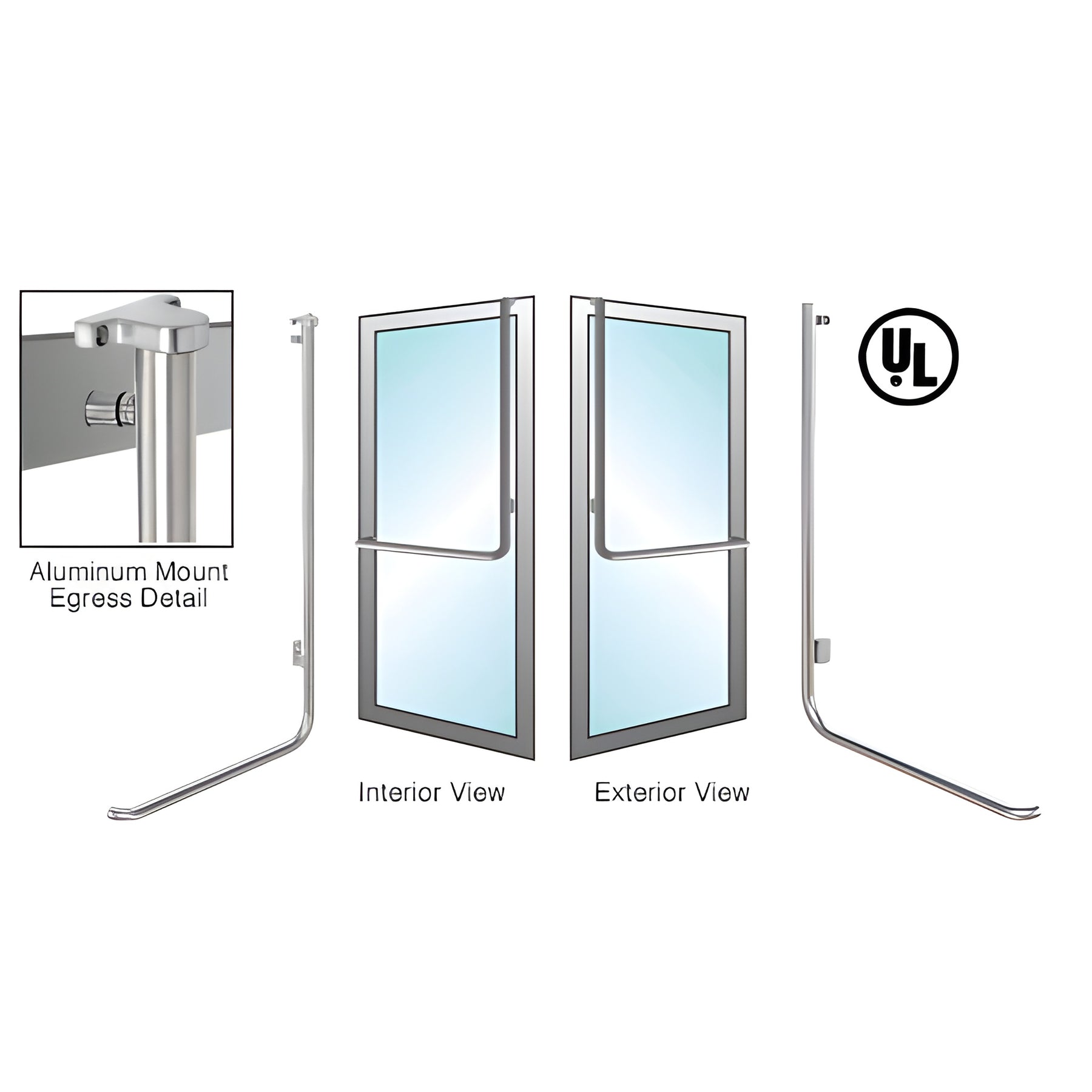 CRL-Blumcraft® Brushed Stainless Right Hand Reverse Aluminum Door Mount Retainer Plate "D" Exterior Top Mount Electronic Egress Control Handle