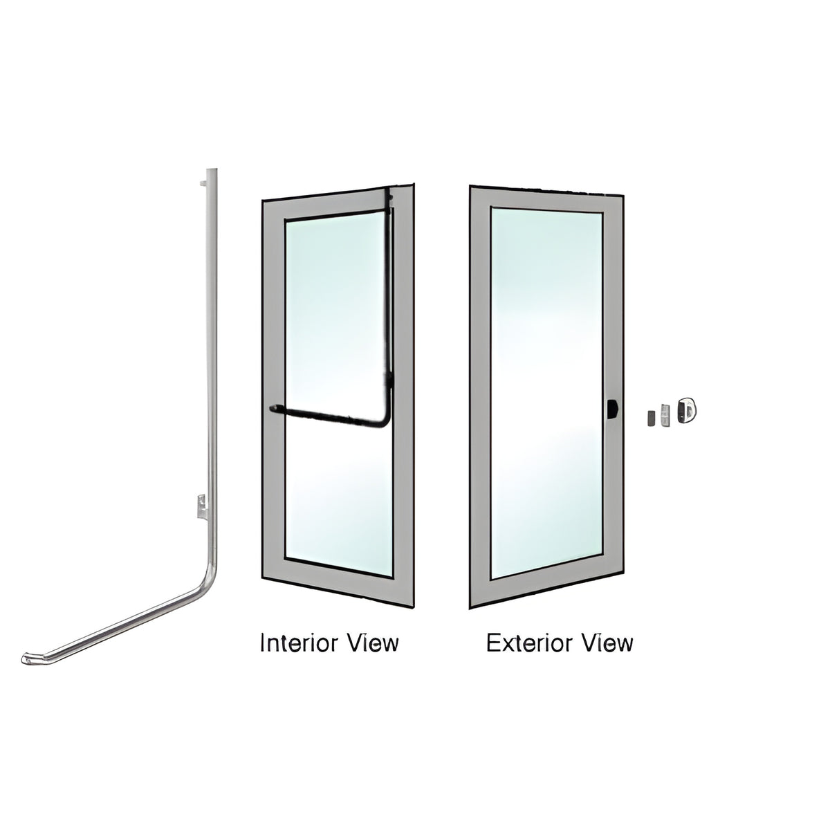 CRL-Blumcraft® Brushed Stainless Right Hand Reverse Aluminum Door Mount "Z" Exterior Dummy Handle