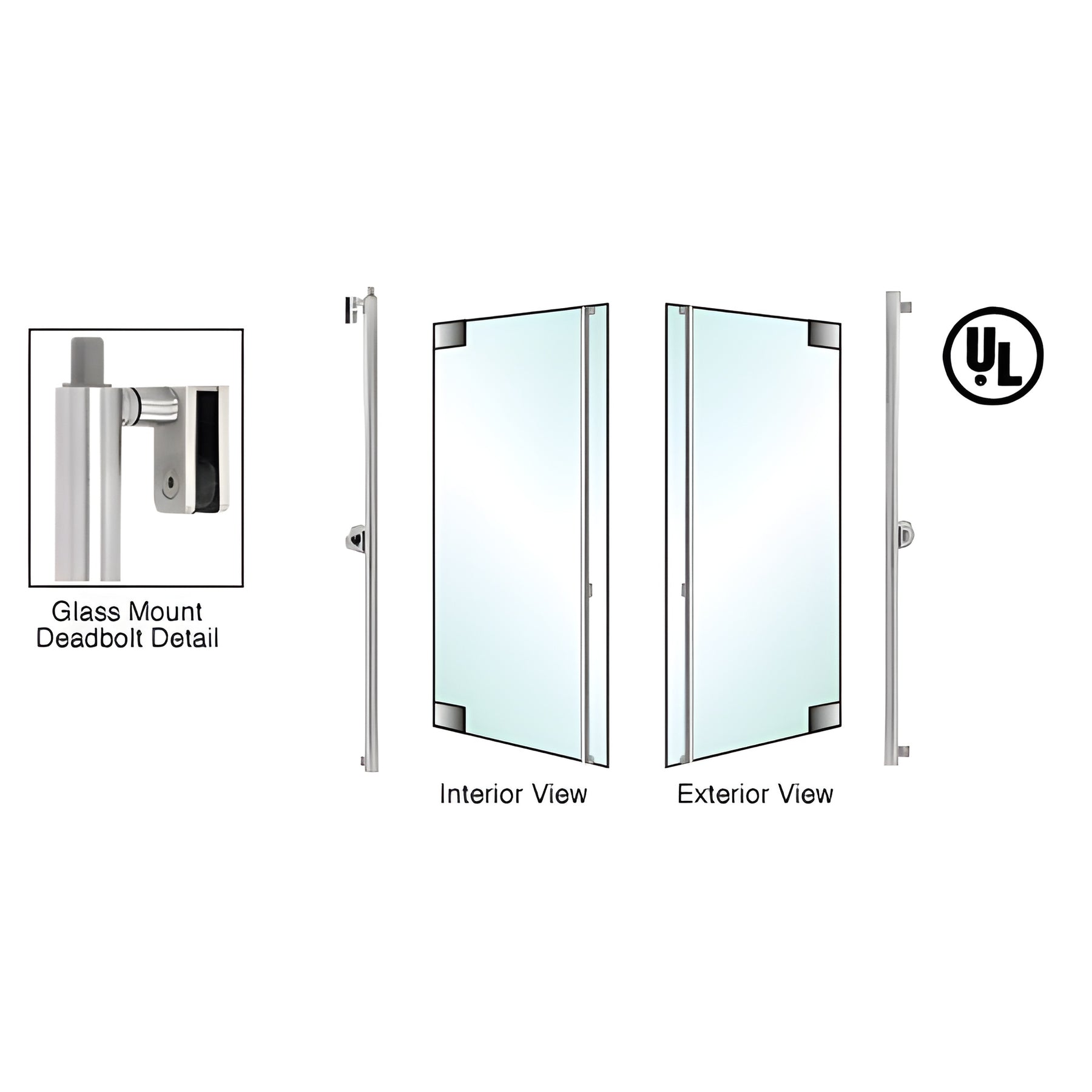 CRL-Blumcraft® Brushed Stainless Right Hand Reverse Glass Mount Cylinder/Thumbturn 'F' Top Secured Deadbolt Exterior Handle