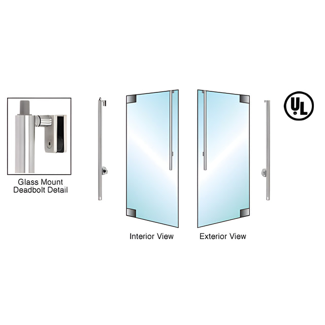 CRL-Blumcraft® Brushed Stainless Right Hand Reverse Glass Mount Cylinder/Thumbturn "JS" Exterior Top Securing Deadbolt Handle